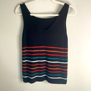 Black + Multicolored Striped Sweater Vest Size S
